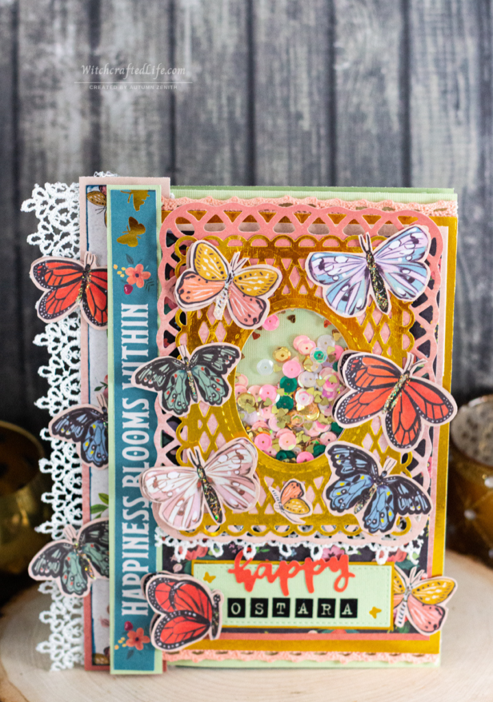 Delightful Butterfly Themed Happy Ostara Shaker Card for the Spring Equinox