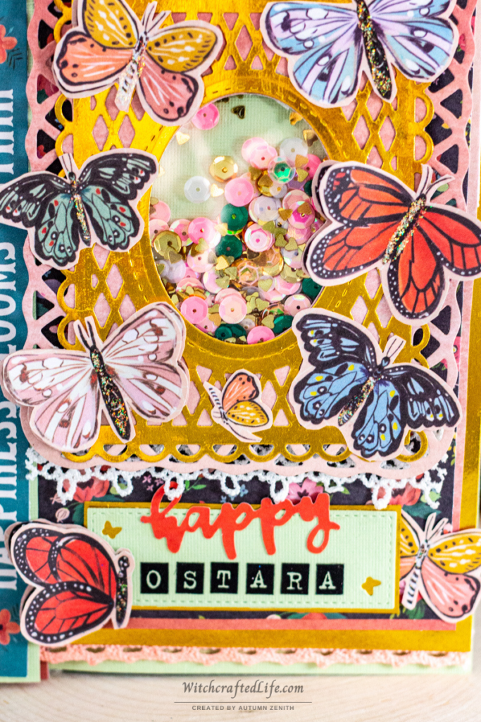 Delightful Butterfly Themed Happy Ostara Shaker Card for the Spring Equinox