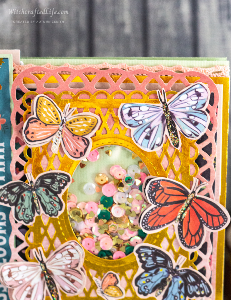 Delightful Butterfly Themed Happy Ostara Shaker Card for the Spring Equinox