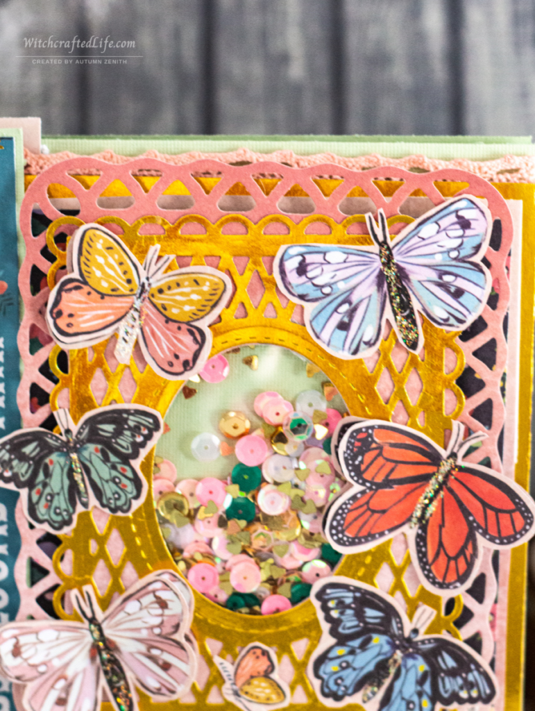 Delightful Butterfly Themed Happy Ostara Shaker Card for the Spring Equinox