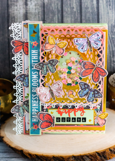 Delightful Butterfly Themed Happy Ostara Shaker Card for the Spring Equinox