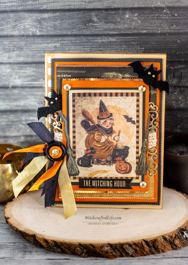 The Witching Hour Adorable Vintage Image and Classic Fall Colour Filled Halloween