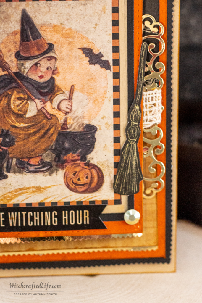 The Witching Hour Adorable Vintage Image and Classic Fall Colour Filled Halloween