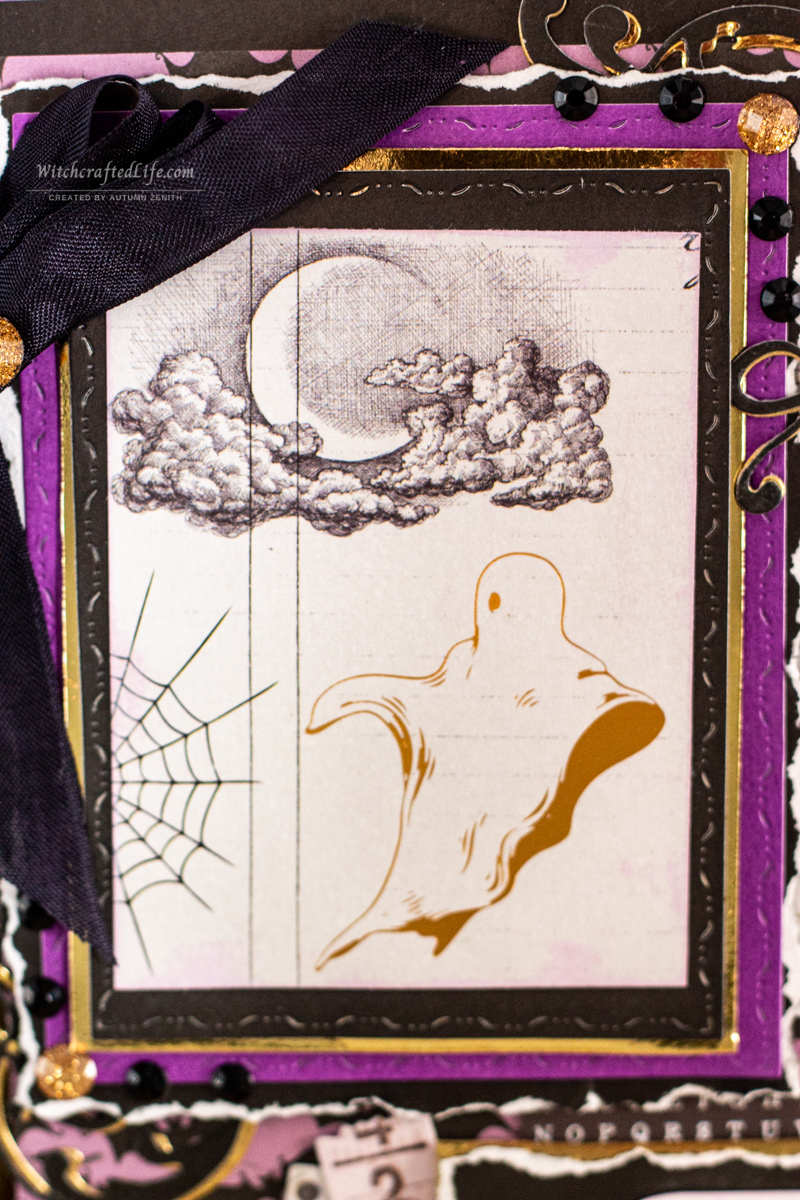 Gold Ghost Shabby Chic Purple Halloween Card | Witchcrafted Life