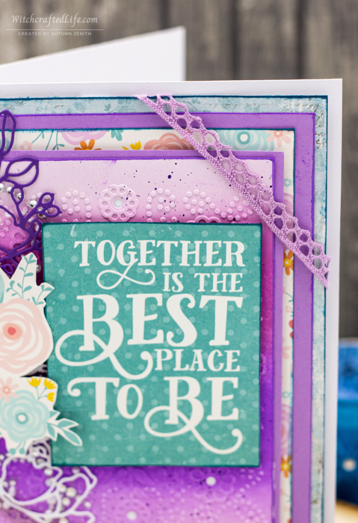 Lovely Purple Inked and Embossed Together is the Best Place to Be Card