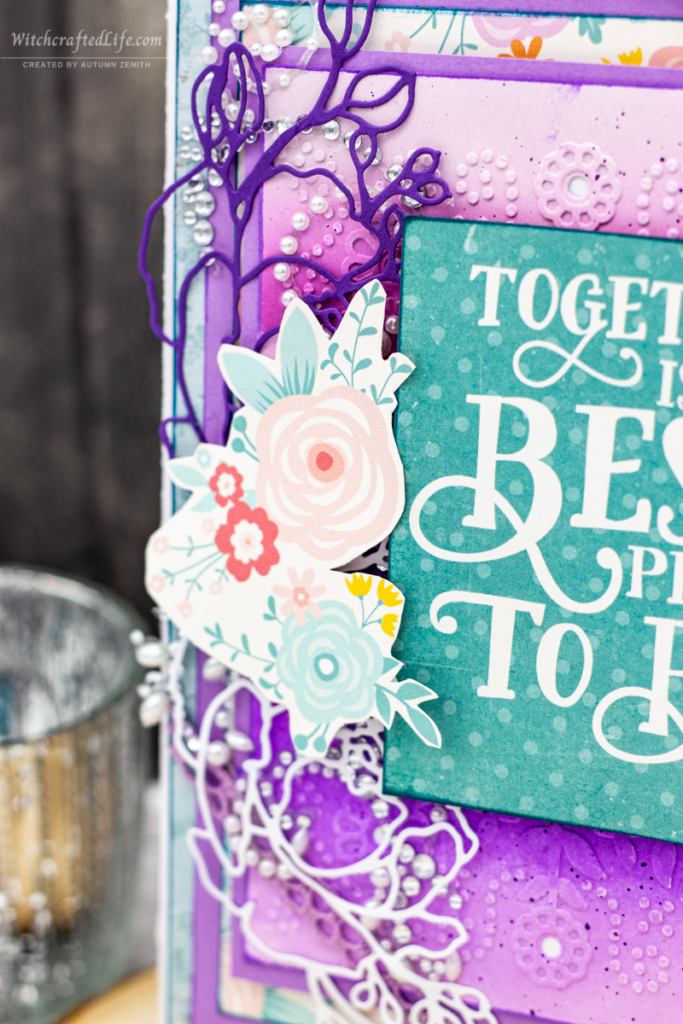 Lovely Purple Inked and Embossed Together is the Best Place to Be Card