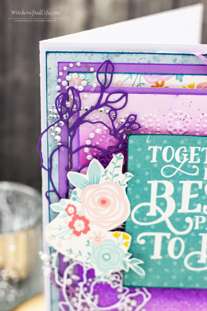 Lovely Purple Inked and Embossed Together is the Best Place to Be Card